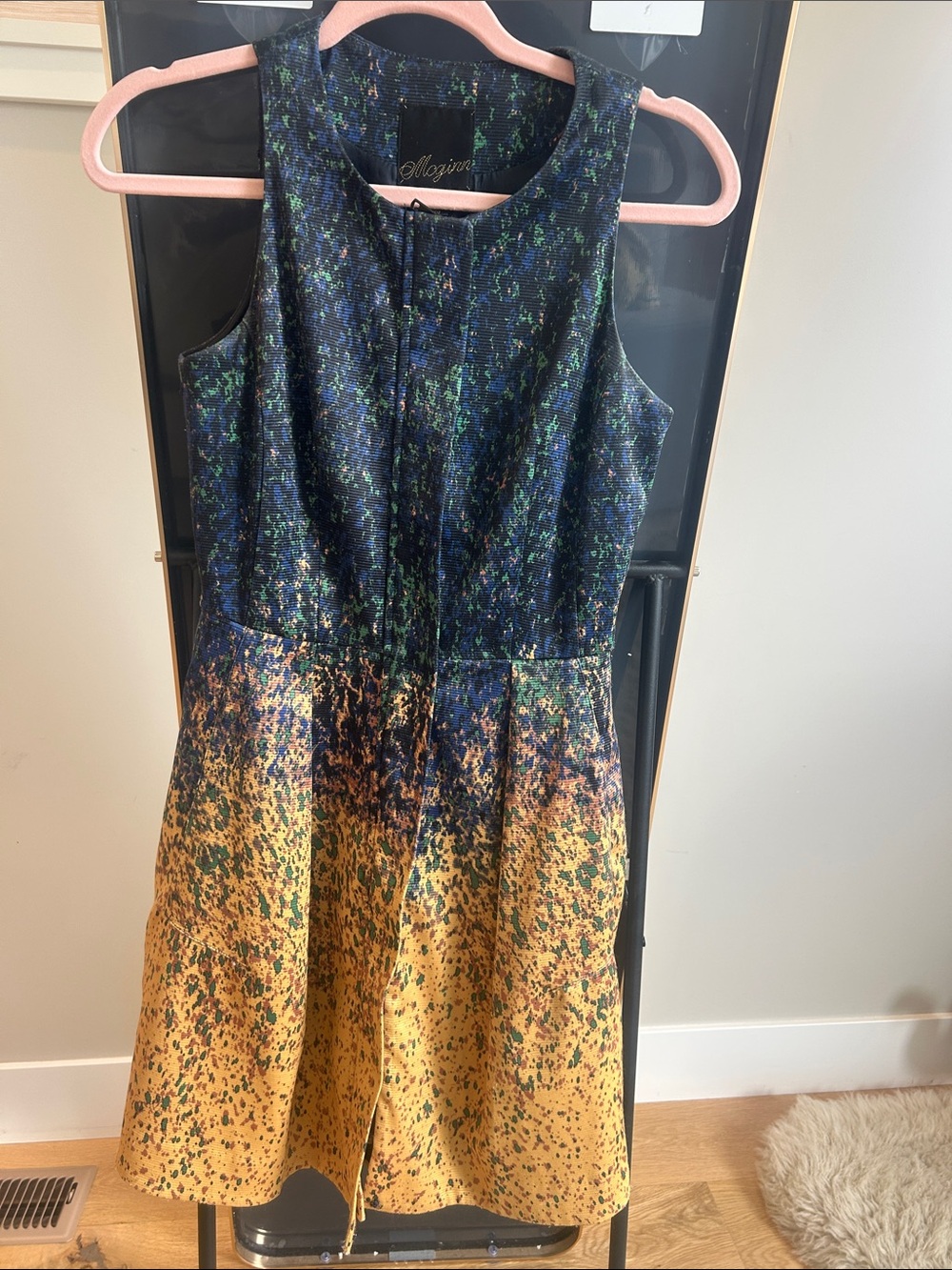 McGinn Navy, Green and Yellow Speckled Mini Dress